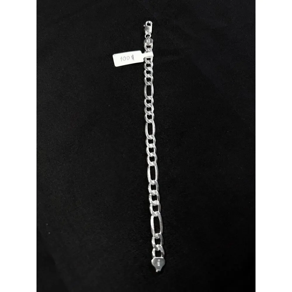P.LUX Italian Sterling Silver Figaro Link Chain Bracelet 925 Italy 8 Inch 8.6mm